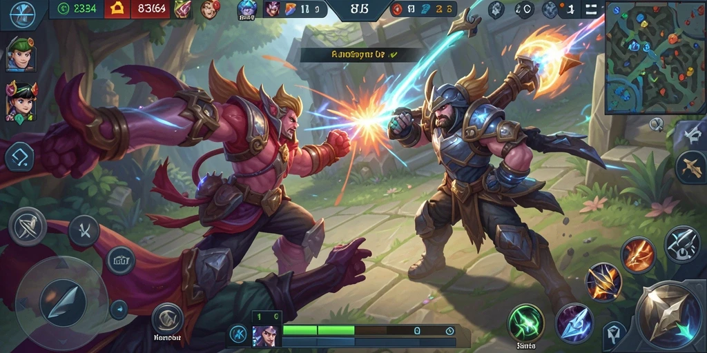 Gameplay seru 8364 saat aksi pertempuran di arena.