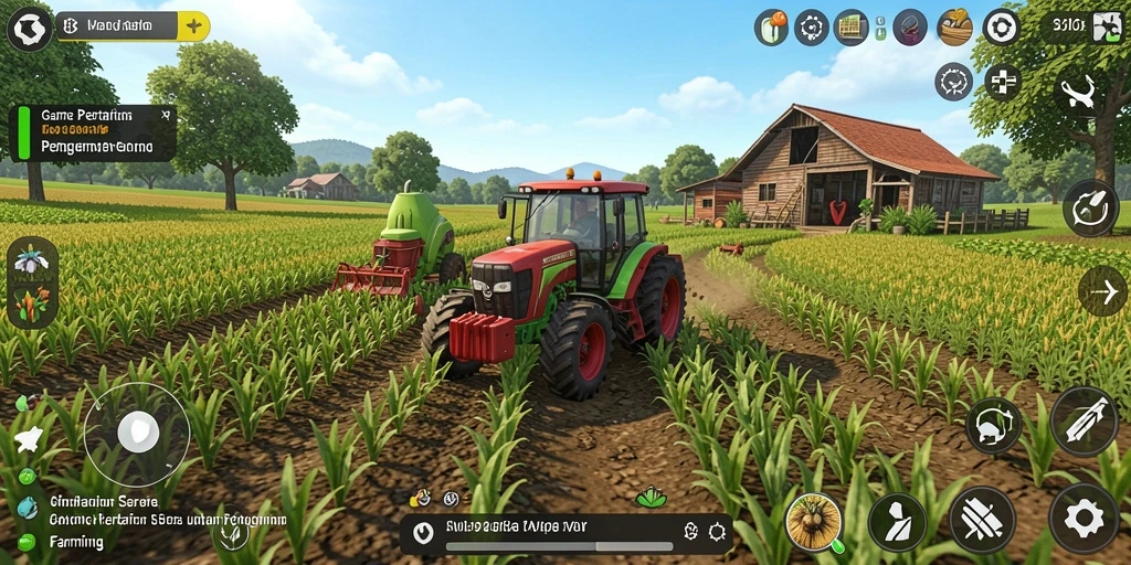 Tampilan gameplay AW8 yang menampilkan aktivitas pertanian yang seru.