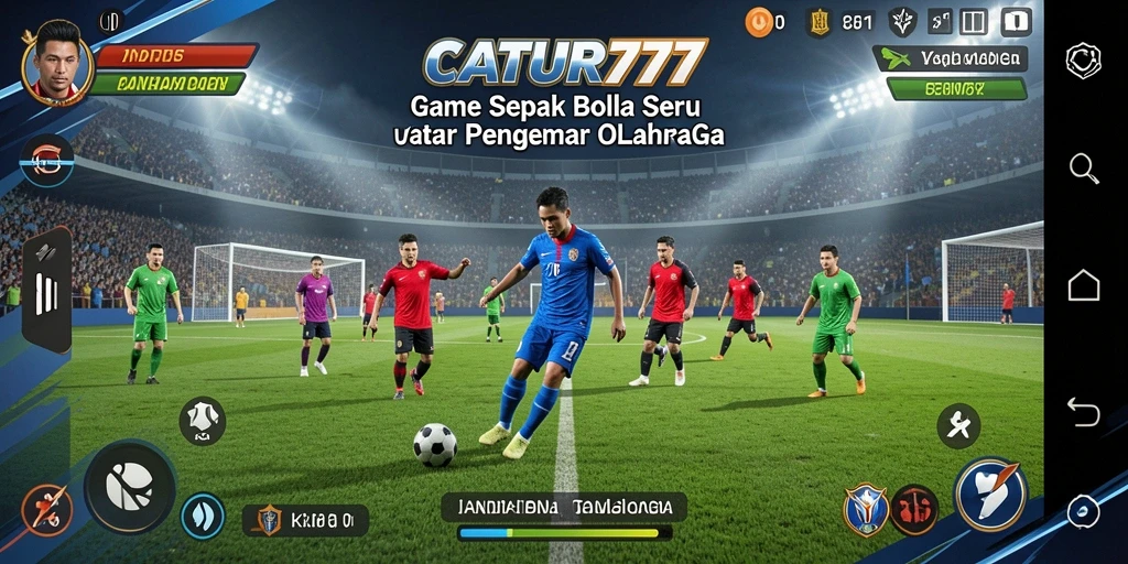 Tangkapan layar permainan CATUR777 dengan aksi sepak bola yang mendebarkan.
