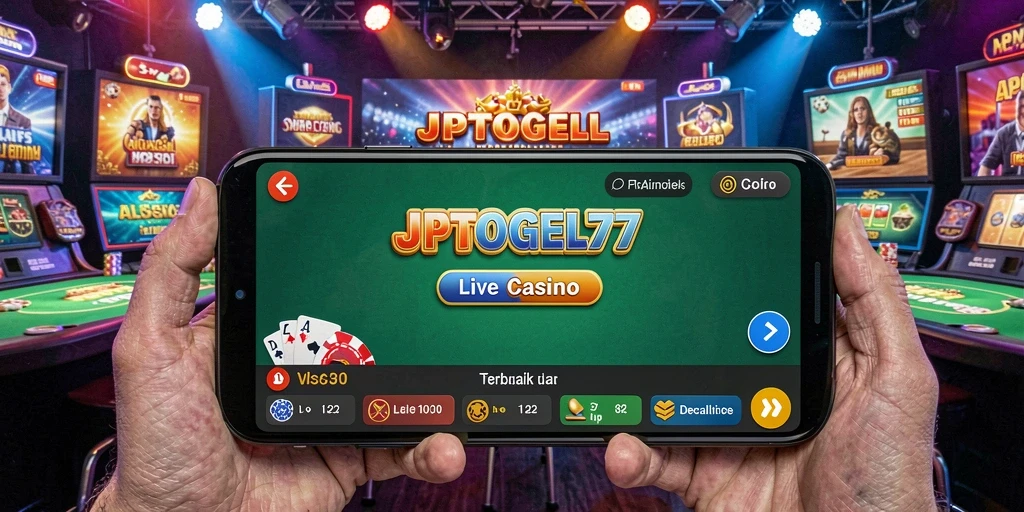 Screenshot gameplay menunjukkan suasana kasino yang hidup dan dealer profesional.