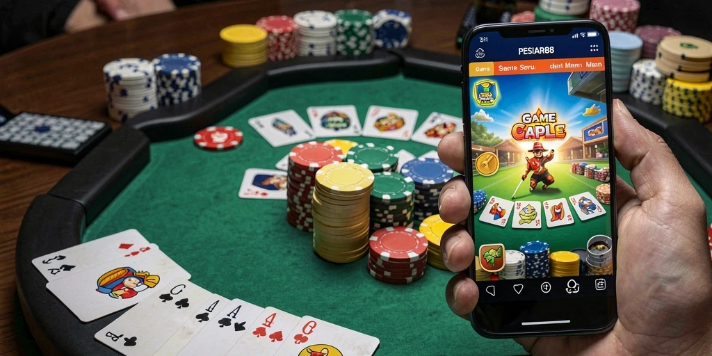Tampilan gameplay Gaple yang menegangkan di PESIAR88.