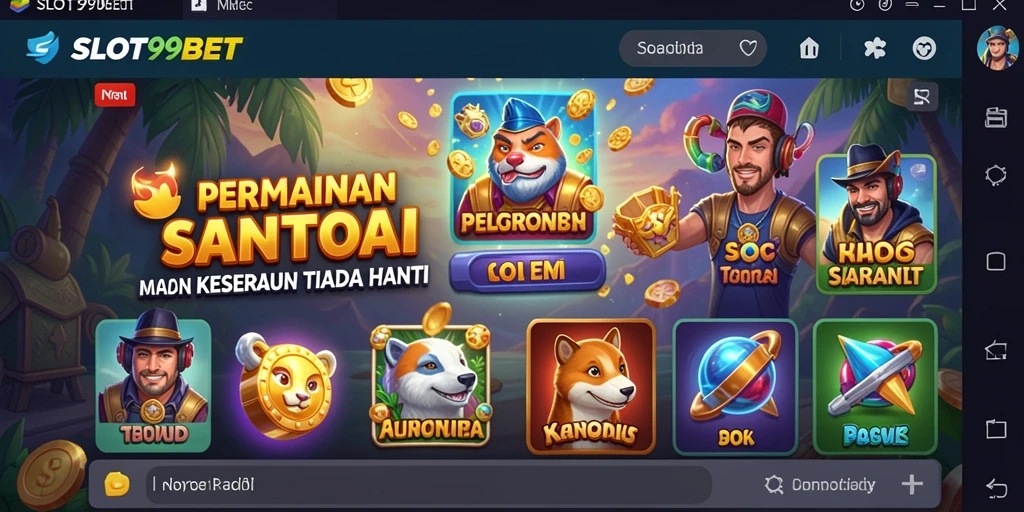 Tampilan gameplay SLOT99BET yang penuh warna dan menghibur.