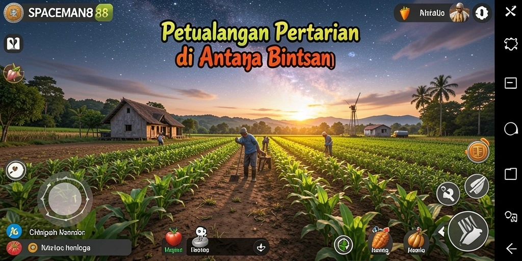 Tampilan gameplay SPACEMAN88 dengan berkebun di luar angkasa.