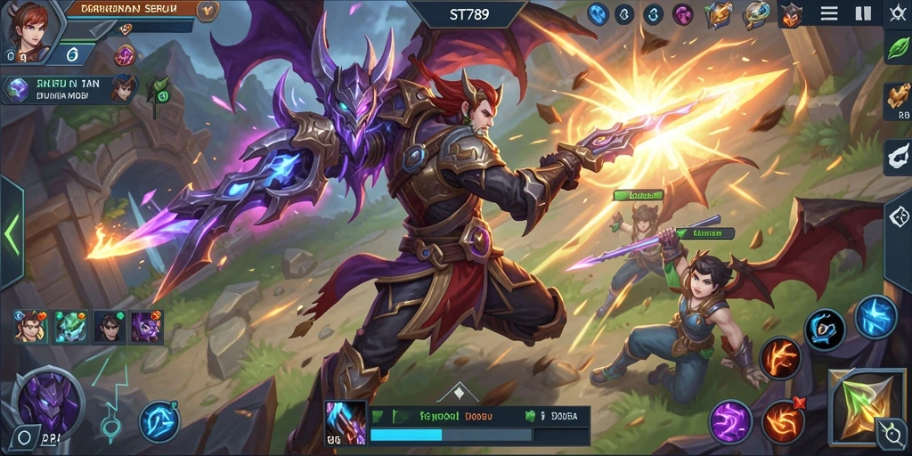 Screenshot ST789 menampilkan aksi epik dalam permainan MOBA.