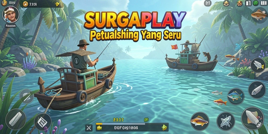 Tampilan game memancing dengan grafik indah dan ikan yang beragam.