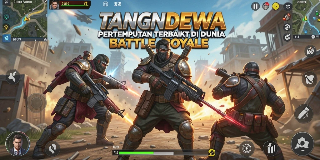 Screenshot gameplay TANGANDEWA menampilkan aksi seru Battle Royale.