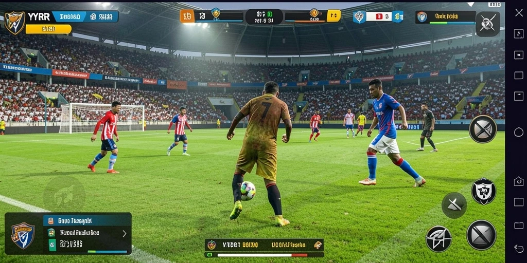 Tampilan gameplay YYRR yang menakjubkan dengan aksi intens di lapangan sepak bola.